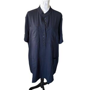 Sezane Sonali Dress Womens Blue Short Sleeve Designer Size 46 (14 US) NWT